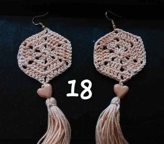 Hexagonal Earrings with Tassel – Free Crochet Pattern