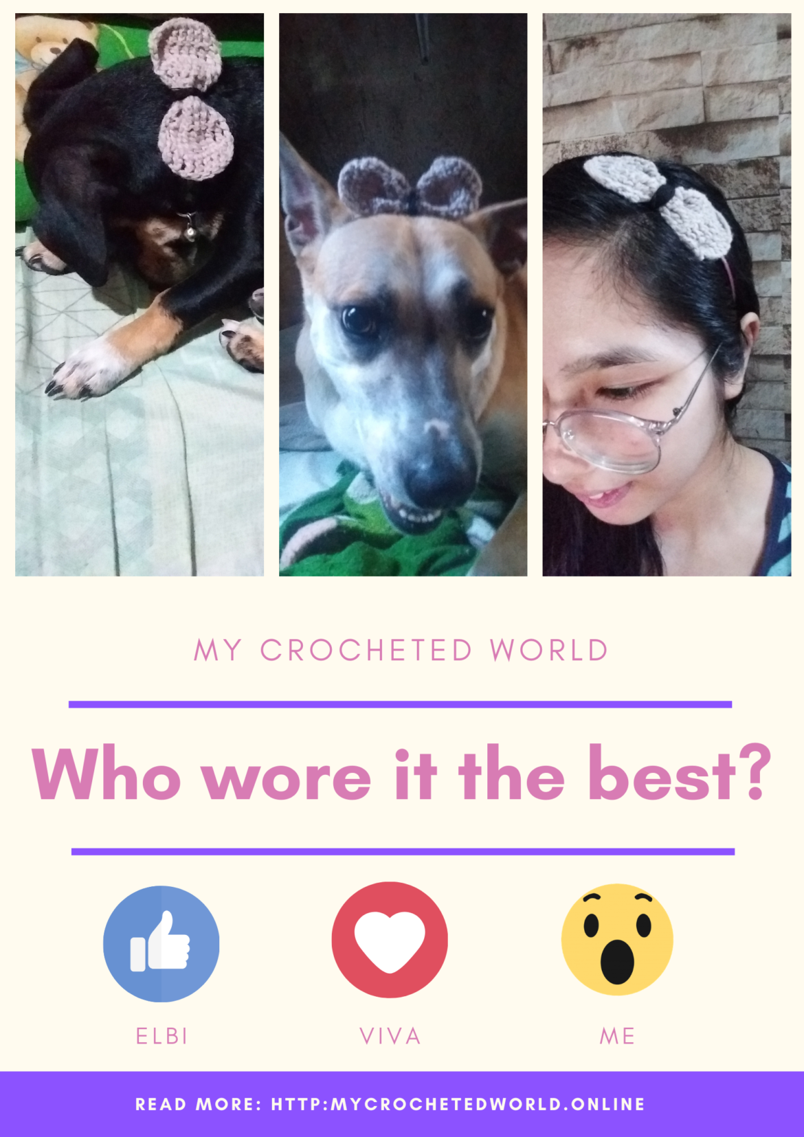 Twinning with my Dogs – Crochet Bow Tie