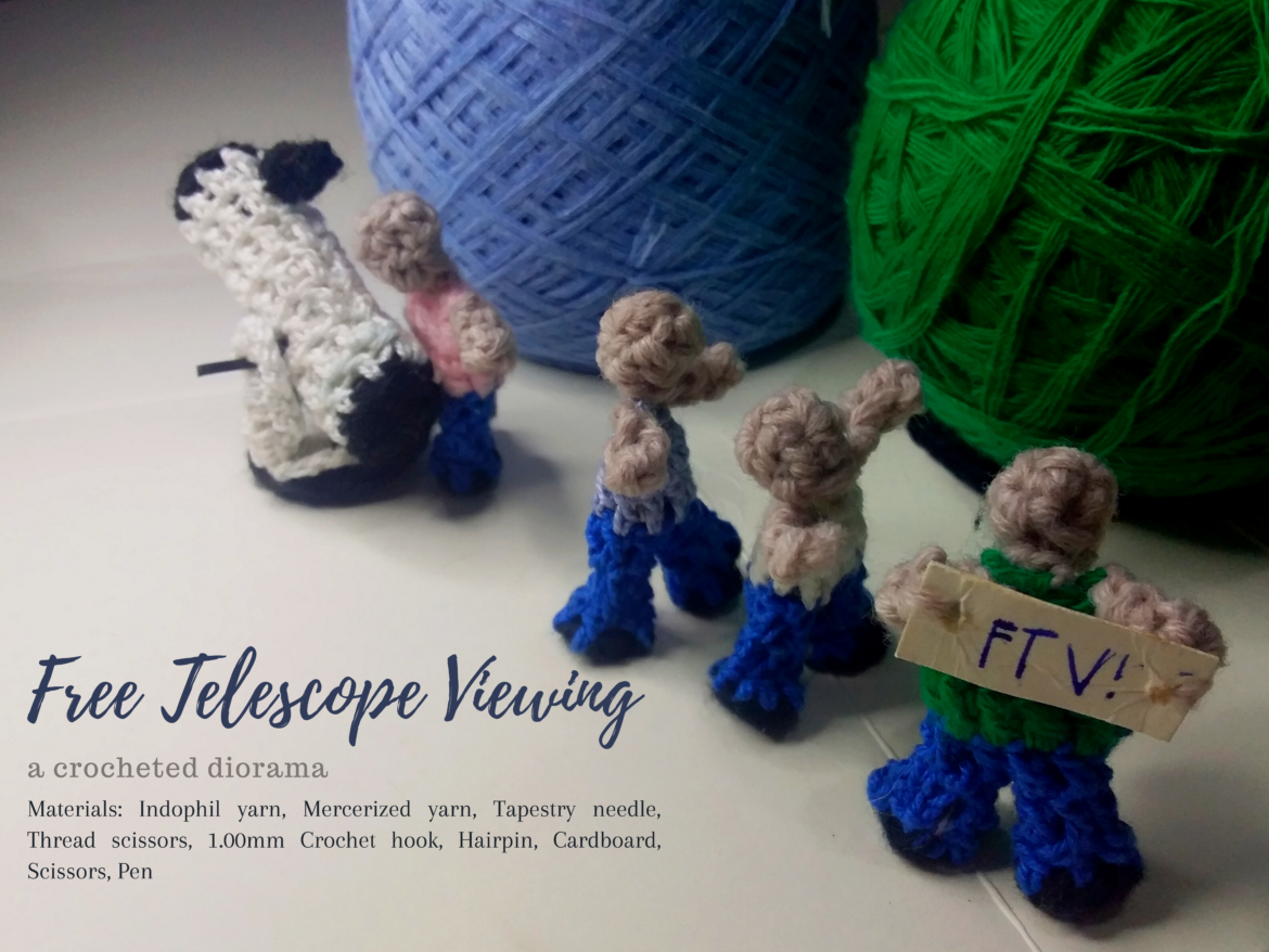 Free Telescope Viewing: a crocheted diorama
